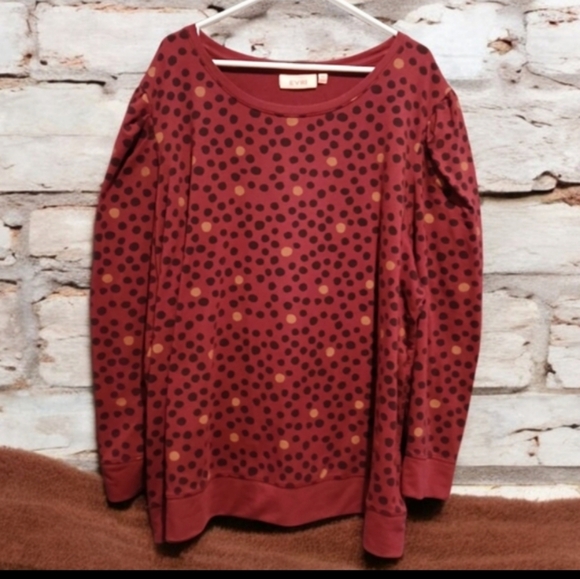 EVRI Dark Red Dot Puff Sleeved Sweatshirt Womans size 4x - Picture 1 of 9